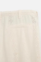 PANTALON COTON ET LIN BRODÉ PERFORÉ