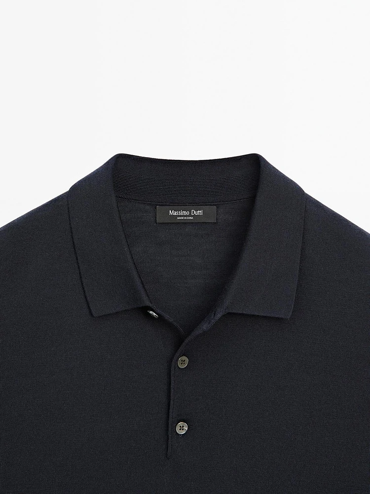 Polo en maille de laine mélangée à manches courtes