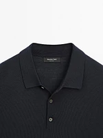 Polo en maille de laine mélangée à manches courtes