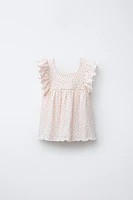 TEXTURED RUFFLE BLOUSE