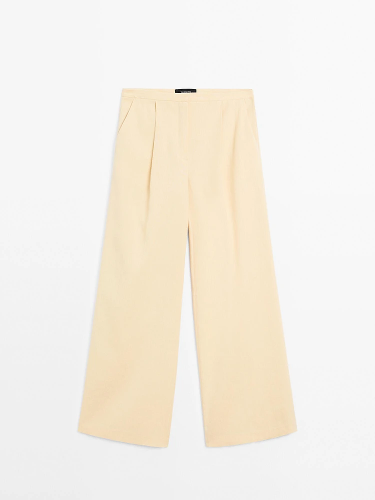 Pantalon tailleur en lin mélangé