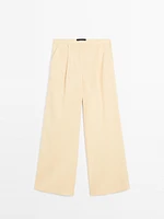 Pantalon tailleur en lin mélangé