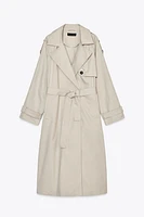 TRENCH LONG CROISÉ À CEINTURE