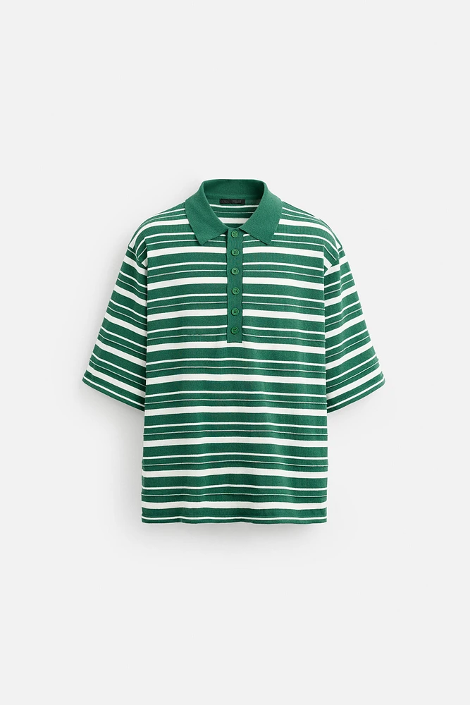 POLO EN MAILLE TEXTURÉE RAYURES