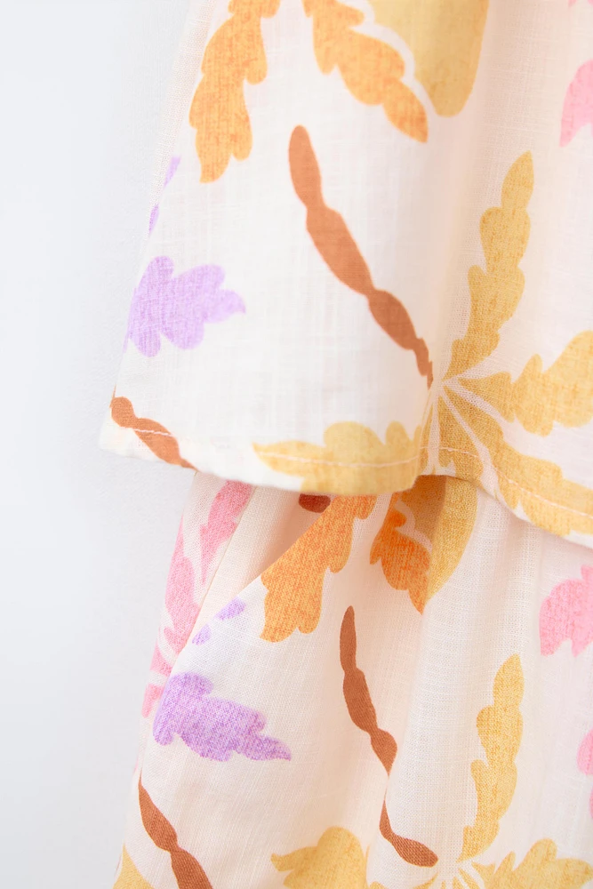 PALM TREE PRINT SHORT JUMPSUIT