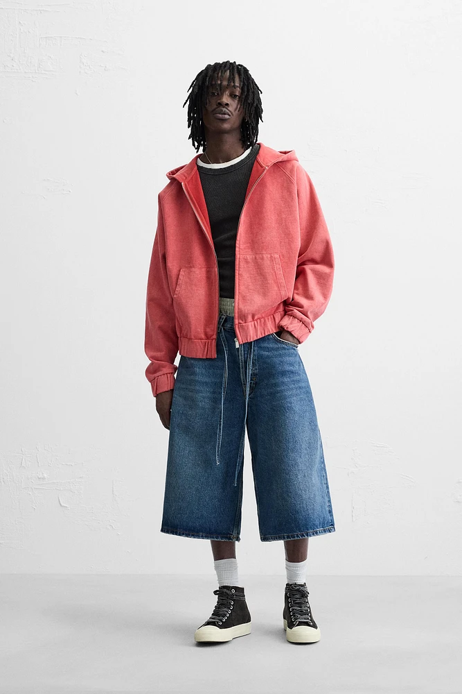 WASHED DETAIL ZIPPERED SWEATSHIRT