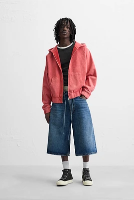 WASHED DETAIL ZIPPERED SWEATSHIRT