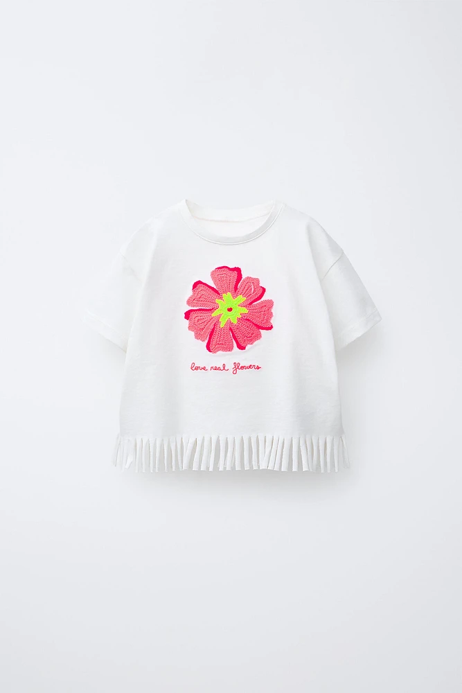 T-SHIRT BRODÉ À FRANGES