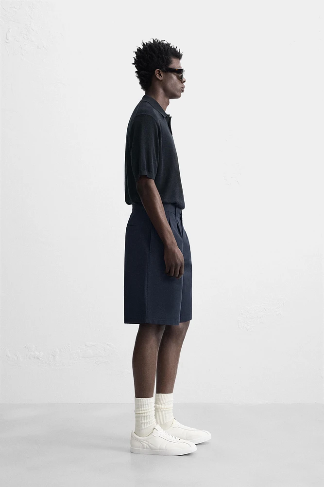 KNIT SILK LINEN POLO SHIRT