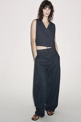 PANTALON BALLON RAYÉ EN LIN ZW COLLECTION