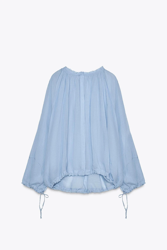 ZW COLLECTION MANDARIN COLLAR TIE SHIRT
