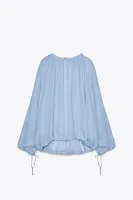 ZW COLLECTION MANDARIN COLLAR TIE SHIRT