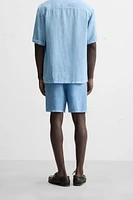 100% LINEN WASHED BERMUDA SHORTS