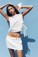 OPENWORK EMBROIDERED TOP