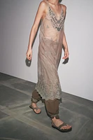 EMBROIDERED BEADED TULLE DRESS