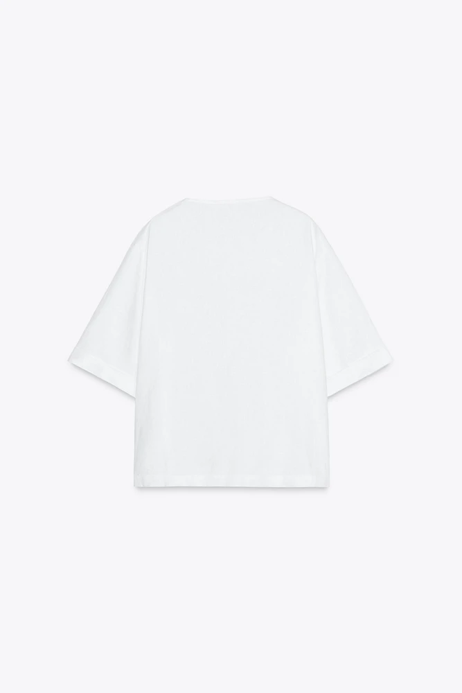 100% LINEN BLOUSE WITH POCKET ZW COLLECTION