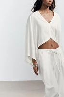 ASYMMETRIC LINEN KIMONO CAPE