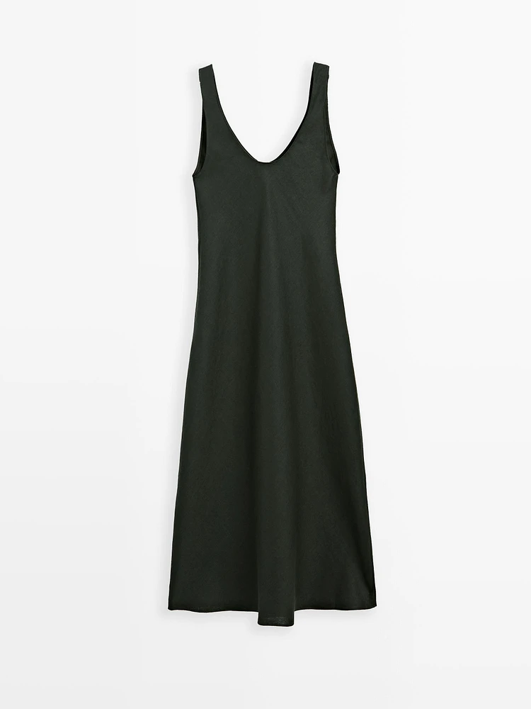 100% linen midi dress