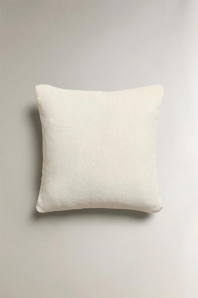 PLAIN FAUX FUR THROW PILLOW COVER