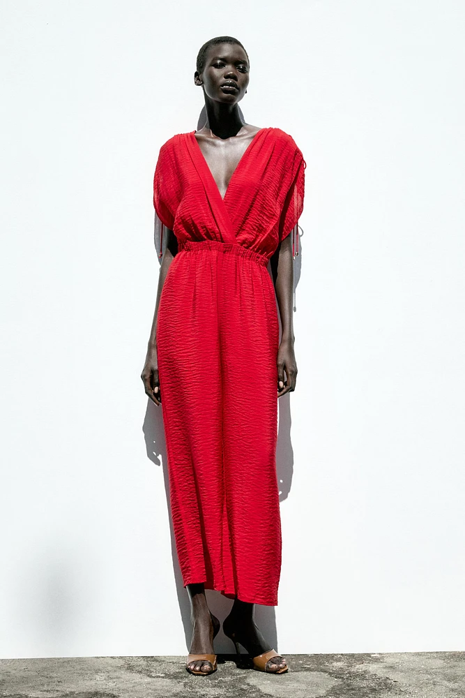 WIDE V-NECK JUMPSUIT