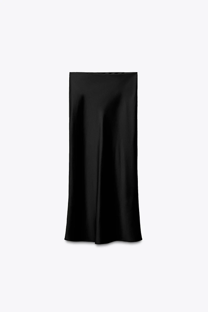 SATIN MIDI SKIRT