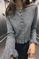 RUFFLED KNIT CARDIGAN