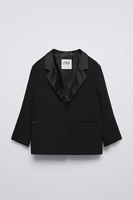 OVERSIZED SATIN COLLAR BLAZER