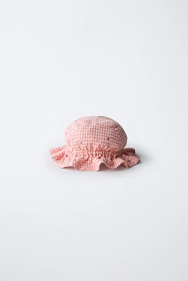 BONNET CARREAUX VICHY BRODÉ FLEURS