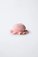 BONNET CARREAUX VICHY BRODÉ FLEURS