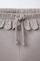 LEGGING CÔTELÉ VOLANT BRODERIE SUISSE