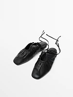 Tied nappa ballet flats