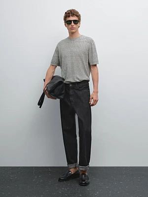Tapered fit cotton selvedge jeans