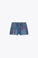 TRF NFL GIANTS HIGH-WAISTED DENIM SHORTS