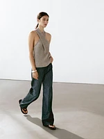 Knit cotton blend crossover top