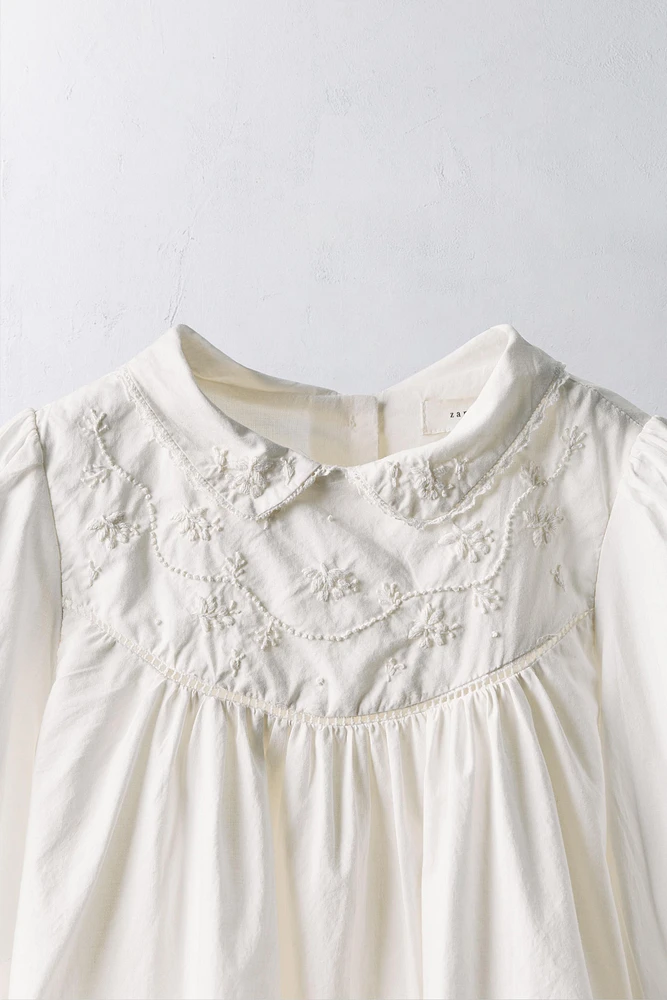 ANS/ ROBE EN POPELINE FLEURS BRODÉES LIMITED EDITION