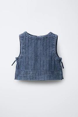 STRIPED DENIM TOP