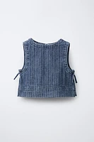 TOP EN DENIM À RAYURES