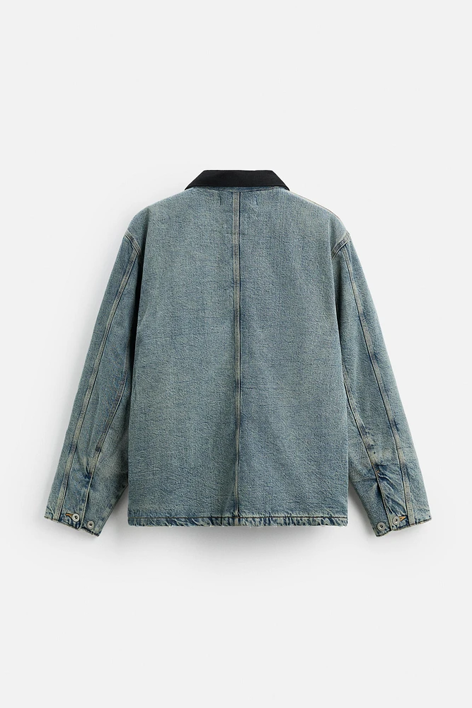 CONTRAST COLLAR DENIM JACKET