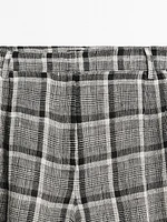 Pantalon palazzo à carreaux 100 % lin