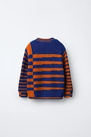 STRIPED CHUNKY KNIT SWEATER