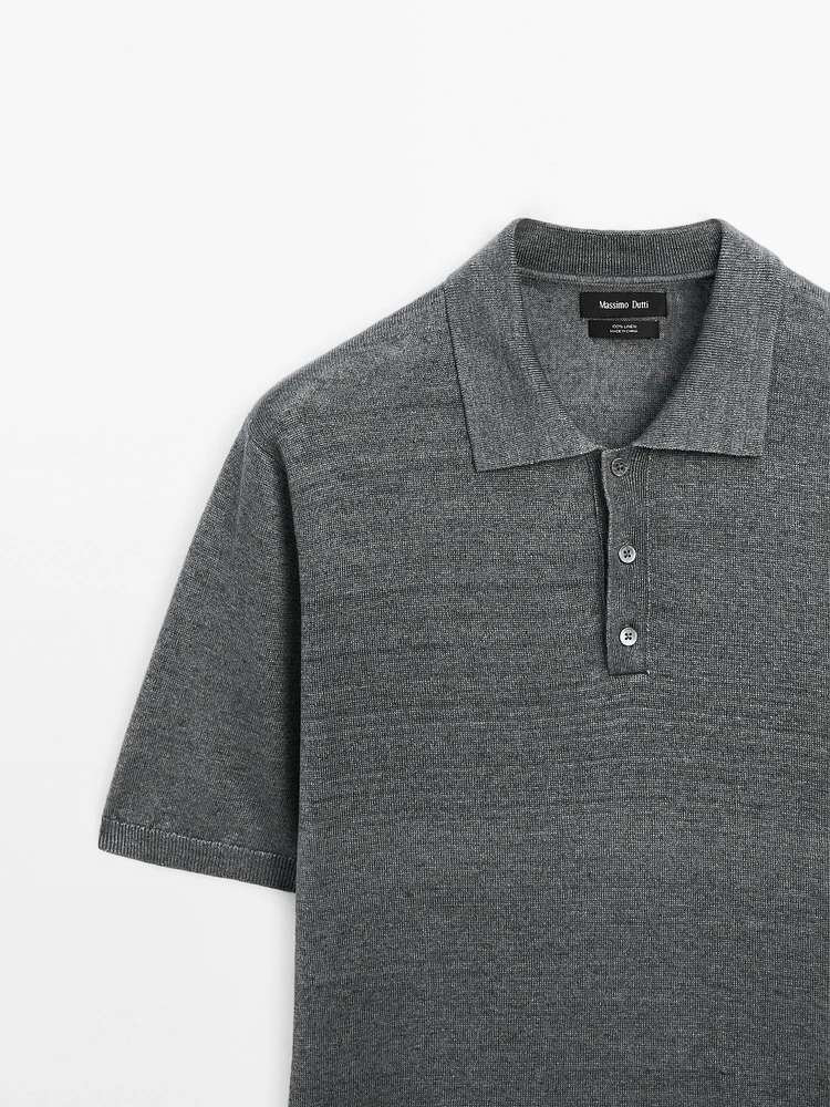 100% linen knit polo shirt