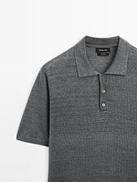 100% linen knit polo shirt