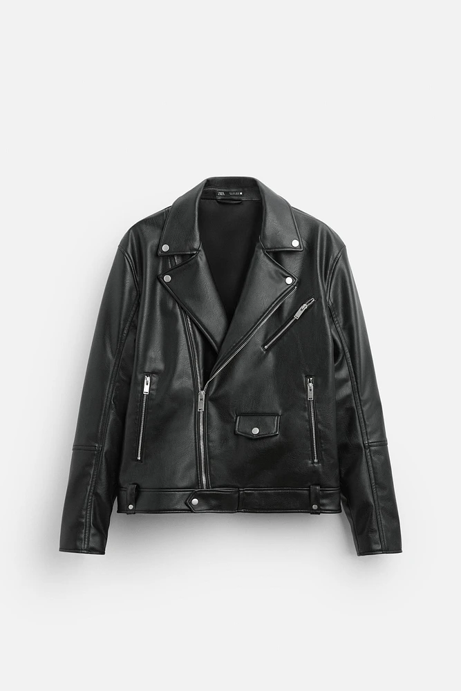 BLOUSON DE MOTARD MATIÈRE SYNTHÈTIQUE