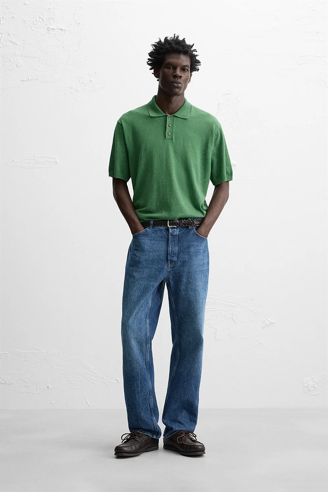 WASHED COTTON KNIT POLO SHIRT