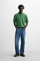 WASHED COTTON KNIT POLO SHIRT
