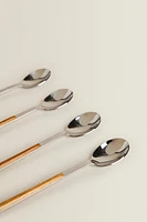 SET OF DESSERT SPOONS WITH WOOD-EFFECT HANDLES (SET OF 4)