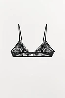 EMBROIDERED MESH TRIANGLE BRALETTE