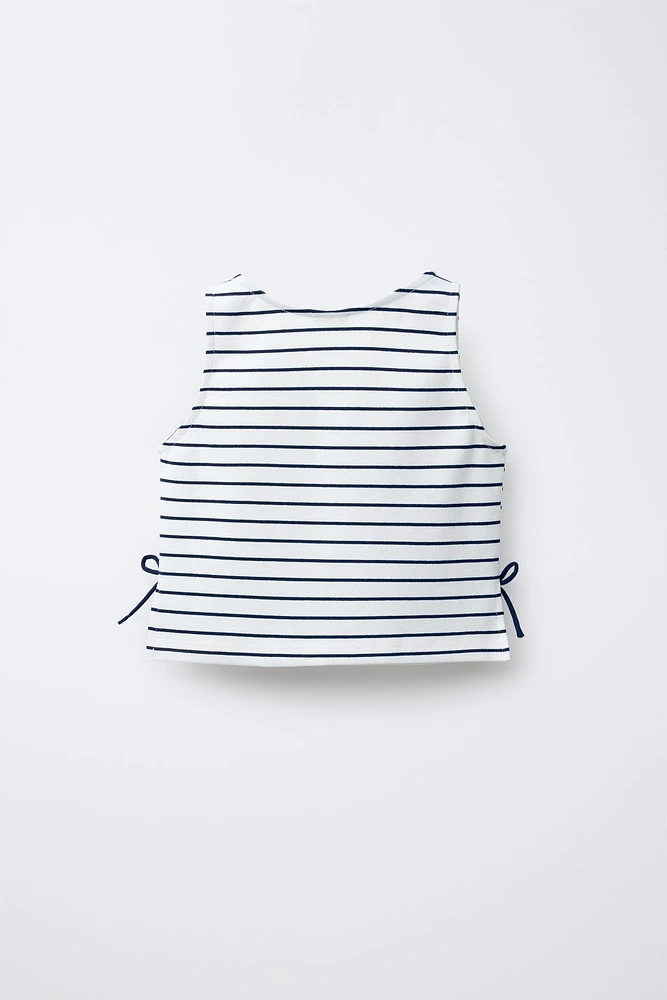 T-SHIRT RAYURES LACETS
