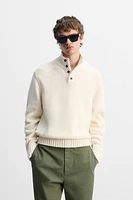 COTTON-WOOL BUTTON SWEATER