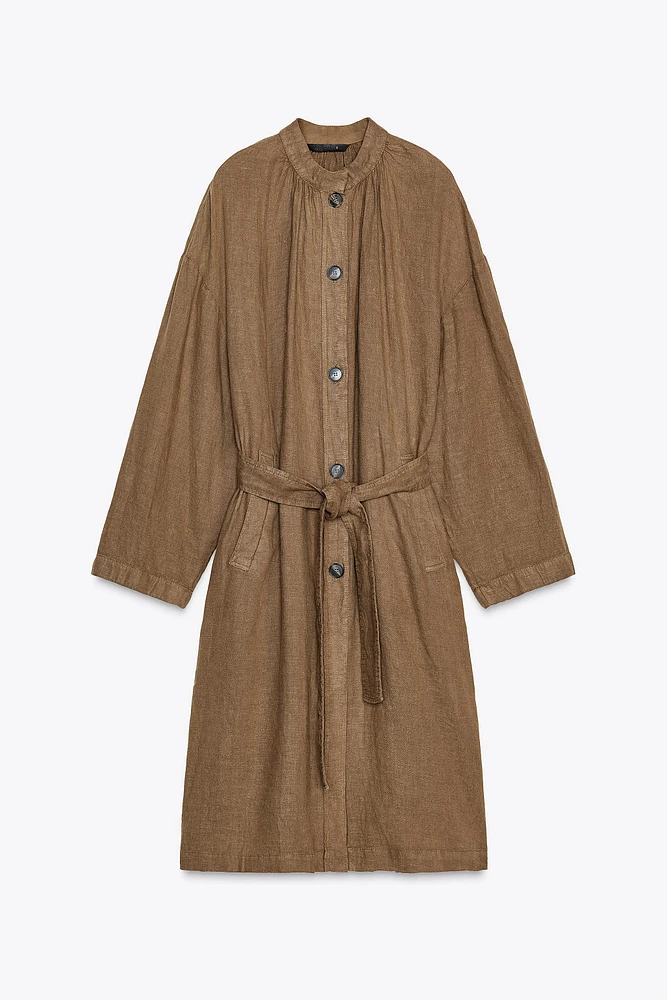 100% LINEN LONG OVERSHIRT ZW COLLECTION